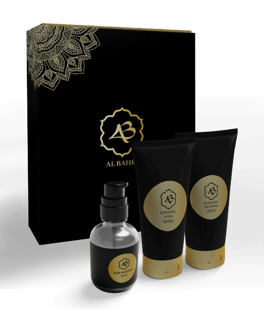 Albahri set de cuidado capilar con shampoo, mascarilla y spray de serum con queratina y oud